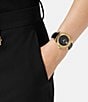 Color:Black - Image 5 - Women's Greca Twist Quartz Analog Black Leather Strap Watch