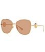 Color:Gold/Brown - Image 1 - Women's VE2256 Medusa 60mm Gold Butterfly Sunglasses