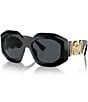 Versace VE4424U Polarized 56mm Rectangle Statement Sunglasses, Color:Black - Image 1