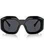 Versace VE4424U Polarized 56mm Rectangle Statement Sunglasses, Color:Black - Image 2