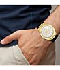 Color:Black - Image 4 - Versus By Versace Men's Echo Park Multifunction Gold Tone Black Leather Strap Watch