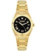 Color:Gold - Image 1 - Versus By Versace Women's Echo Park Analog Black Dial Gold Stainless Steel Bracelet Watch