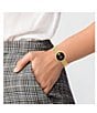 Color:Gold/Black - Image 4 - Versus By Versace Women's Lea Crystal Analog Gold Stainless Steel Mesh Bracelet Watch