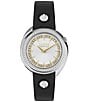 Color:Black/Silver - Image 1 - Versus By Versace Women's Tortona Crystal Two Hand Black Leather Strap Watch