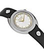 Color:Black/Silver - Image 3 - Versus By Versace Women's Tortona Crystal Two Hand Black Leather Strap Watch