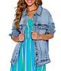 VICI Collection Collared Oversized Denim Jacket - Image 1