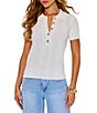 VICI Collection Collared Short Sleeve Half Button Front Top - Image 1