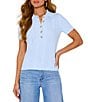 VICI Collection Collared Short Sleeve Half Button Front Top - Image 6