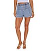 VICI Collection Coordinating Denim Contrast Seam Drawstring Shorts - Image 1