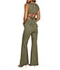 VICI Collection Crew Neck Sleeveless Front Seam Denim Flared Jumpsuit - Image 2