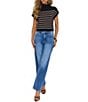 VICI Collection Mock Neck Cap Sleeve Striped Knit Top - Image 4