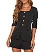 VICI Collection Square Neck Long Sleeve Blazer Bodice Romper - Image 1