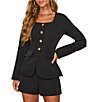 VICI Collection Square Neck Long Sleeve Blazer Bodice Romper - Image 3