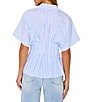 VICI Collection Striped Collared Short Sleeve Button Front Peplum Blouse - Image 2