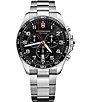 Color:Silver - Image 1 - Fieldforce Classic Chronograph Black Dial Watch