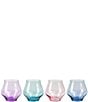 Color:Multi - Image 1 - Contessa Assorted Stemless Wine Glasses, Set of 4