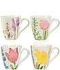 Color:White - Image 1 - Fiori Di Campo Collection Assorted Floral Coffee Mugs, Set of 4