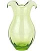 VIETRI Hibiscus Collection Glass Vertical Fluted Vase, Color:Green - Image 1