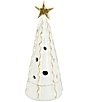 VIETRI Holiday Foresta Collection White Large Christmas Tree with Ribbon & Gold Star Figurine - Image 1