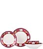 VIETRI Melamine Campagna Porco Pig Print 4-Piece Place Setting, Color:Red - Image 1