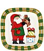 VIETRI Old St. Nick Small Rimmed Teddy Bear Square Platter - Image 1