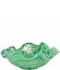 VIETRI Onda Glass Green Ruffled Round Bowl, Color:Green - Image 1