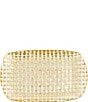 Color:Gold - Image 1 - Rufolo Glass Gold Basketweave Rectangular Serving Tray