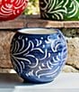 VIETRI Rustic Garden Collection Blue Scroll Round Cachepot, Color:Blue - Image 2