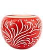 VIETRI Rustic Garden Collection Red Scroll Cachepot, Color:Red - Image 1