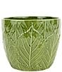 VIETRI Viva Garden Embossed Leaves Cachepot, Color:Green - Image 1