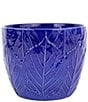 VIETRI Viva Garden Embossed Leaves Cachepot, Color:Cobalt - Image 1