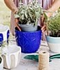VIETRI Viva Garden Embossed Leaves Cachepot, Color:Cobalt - Image 2