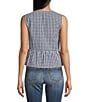 Vigoss Gingham Sleeveless Top, Color:Navy Combo - Image 2