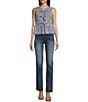 Vigoss Gingham Sleeveless Top, Color:Navy Combo - Image 3