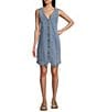 Vigoss Sleeveless Denim Dress, Color:Light Wash - Image 1