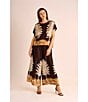 Vince Camuto Printed Crew Neck Short Sleeve Caftan Blouse, Color:Rich Black - Image 4