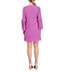 Color:Violet - Image 2 - 3/4 Sleeve Tie Front Chiffon Float Wide Pleated Dress
