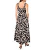 Vince Camuto Abstract Printed Square Neck Sleeveless Tiered Maxi Shift Dress, Color:Rich Black - Image 2