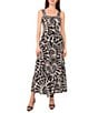 Vince Camuto Abstract Printed Square Neck Sleeveless Tiered Maxi Shift Dress - Image 1