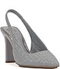 Color:Faint Fog - Image 1 - Baneet Quilted Leather Slingback Pointed Toe Pumps