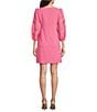 Vince Camuto Boat Neck 3/4 Laser-Cut Puff Sleeve Stretch Crepe Sheath Dress, Color:Lipstick Pink - Image 2