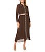 Vince Camuto Button Down Collar Long Sleeve Chiffon Trim Dress - Image 1