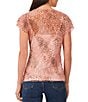 Color:Natural Taupe - Image 2 - Cabo Cheetah Print Crew Neck Short Ruffle Sleeve Foiled Mesh Top