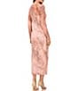 Color:Natural Taupe - Image 2 - Cabo Cheetah Print Foiled Mesh Long Sleeve Crew Neck Midi Slip Dress