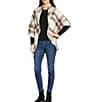 Vince Camuto Classic Plaid Whipstitch Triangle Cape Wrap, Color:Oat Neutral - Image 3