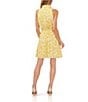 Color:Bright Lemon - Image 2 - Collared V-Neck Sleeveless Geometric Print Wrap Dress