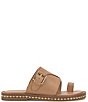 Color:Sandstone - Image 2 - Cooliann Leather Toe Ring Studded Sandals