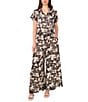 Vince Camuto Coordinating Floral Print Drawstring Wide Leg Pants, Color:Rich Black - Image 3