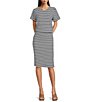 Vince Camuto Coordinating Striped Pull On Midi Pencil Skirt - Image 3