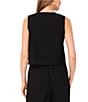 Vince Camuto Coordinating V Neck Sleeveless Tie Front Vest, Color:Rich Black - Image 2